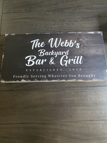 Customer photo review of Backyard Bar & Grill Sign