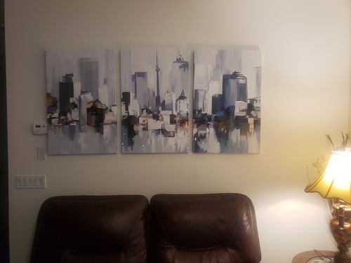 Customer photo review of 'Abstract Toronto' Wrapped Canvas (Set of 3)
