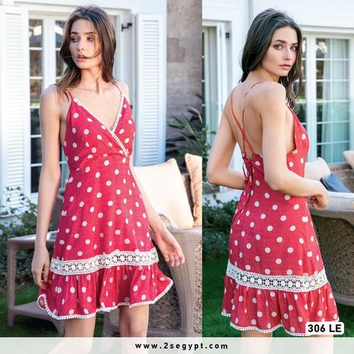 Customer photo review of فستان حريمي حمالة منقط بدانتيل