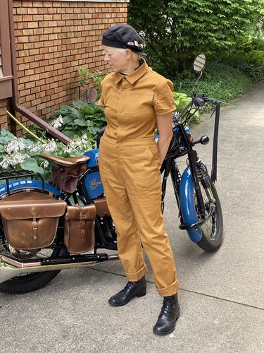 Customer photo review of Pit Crew Jumpsuit Khaki Gold