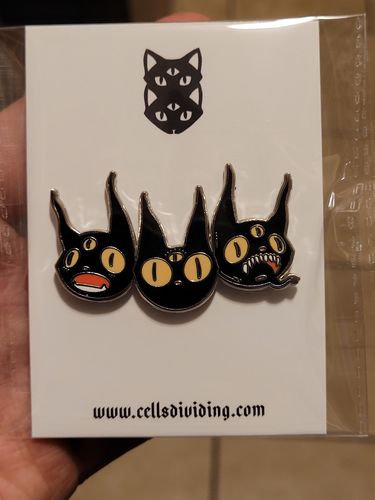 Customer photo review of Three Black Cats, Enamel Pin