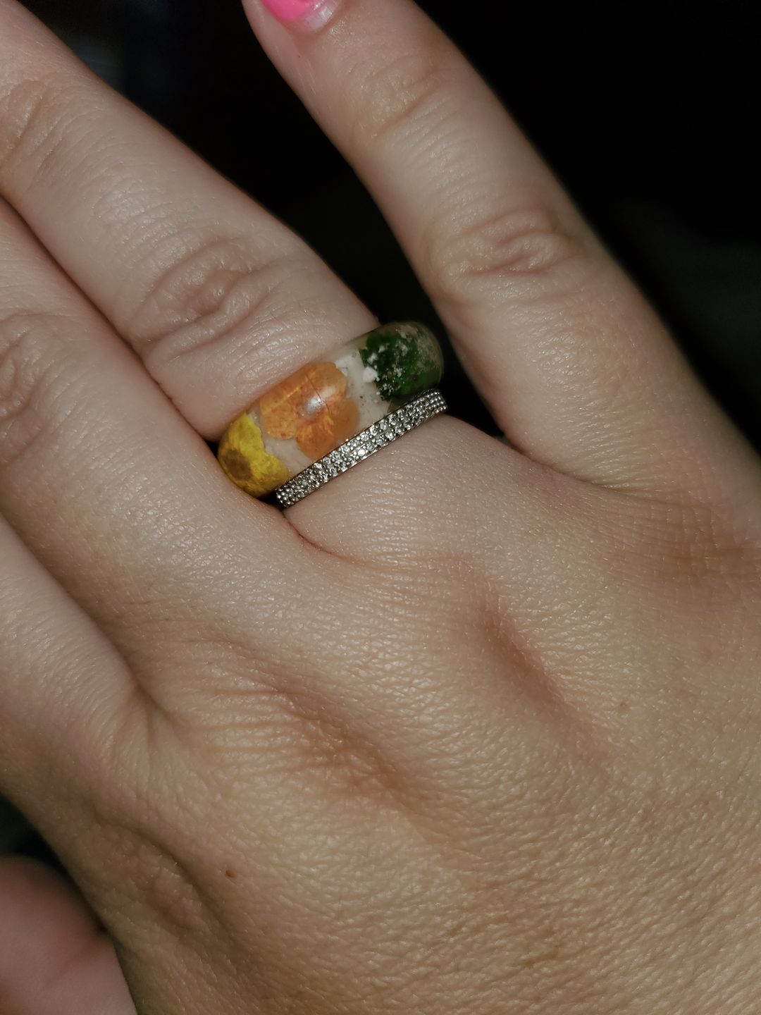 Customer photo review of Wildflower Ring with Cremation Ash