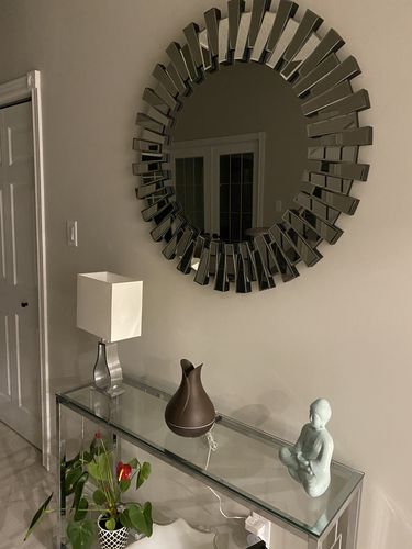 Customer photo review of Elegant Beveled Round Mirror 35"