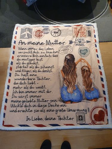 Customer photo review of "An meine Mutter" Decke - Postkarte