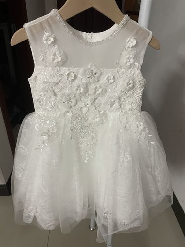 Customer photo review of White Elegant Girls Bowknot  Flowers Princess Dress