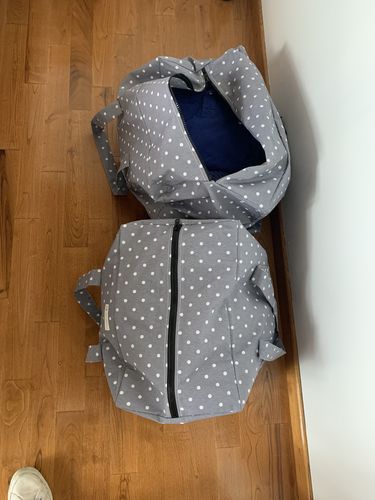 Customer photo review of Pack completo - bolsa L, bolsa XL y neceser reversible - Rayas/Topos