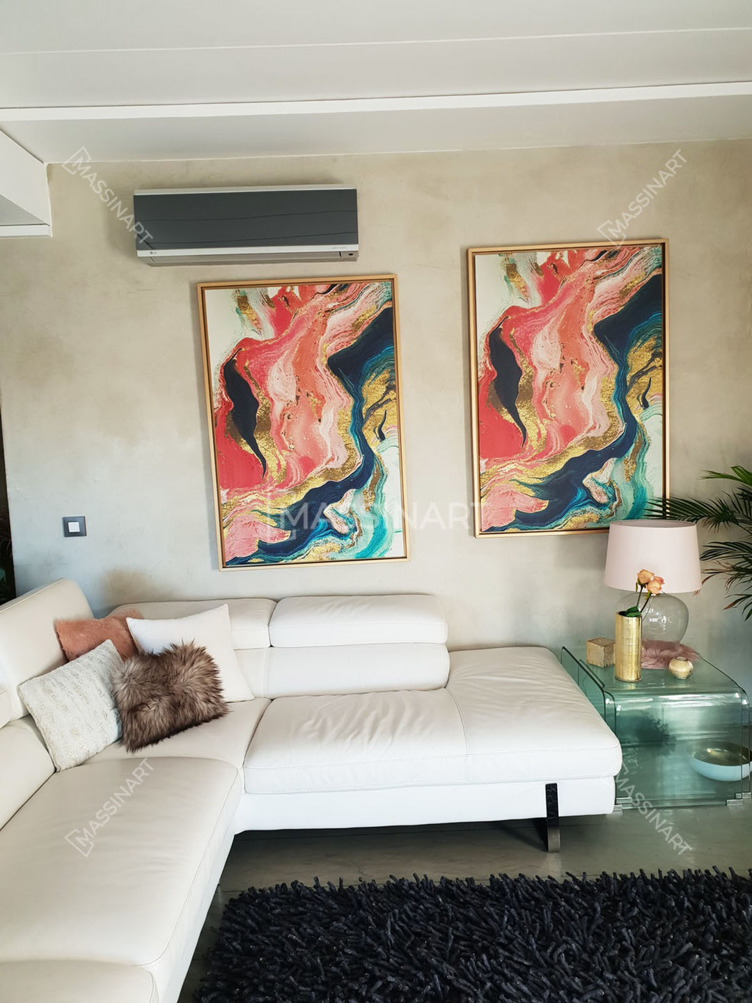 Customer photo review of Abstrait fluide coloré - Tableau moderne - encadrement Américain
