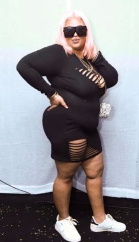 Customer photo review of Solid Color Glamorous Cutout Irregular Mini Dress