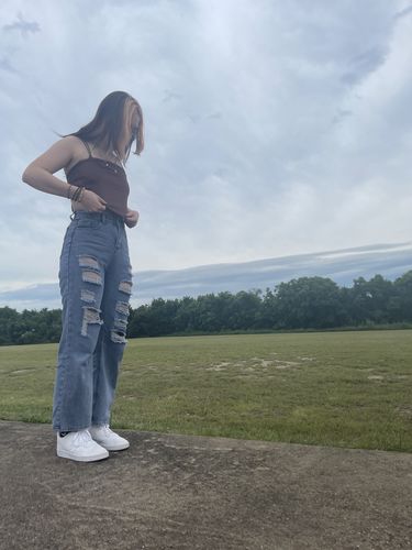 Customer photo review of High waisted ripped jeans