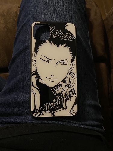 Customer photo review of Naruto Characters Sketch Tempered Glass Phone Case-2