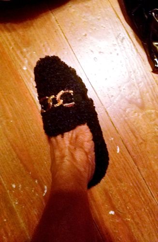 Customer photo review of (Clean Up-US 8)Furry Outer Wearing Lamb Fur Loafers