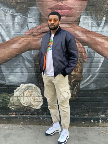 Customer photo review of Mens MA1 Flight Bomber Jacket - Navy