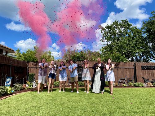 Customer photo review of Biodegradable Gender Reveal Cannon - Powder AND Confetti