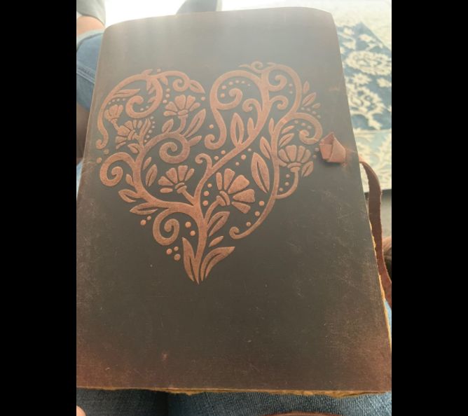 Customer photo review of Vintage Leather Journal with Embossed Heart – Antique Paper