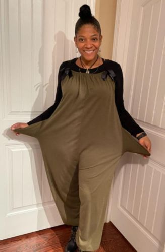 Customer photo review of Solid Color Casual Bows Jumpsuit