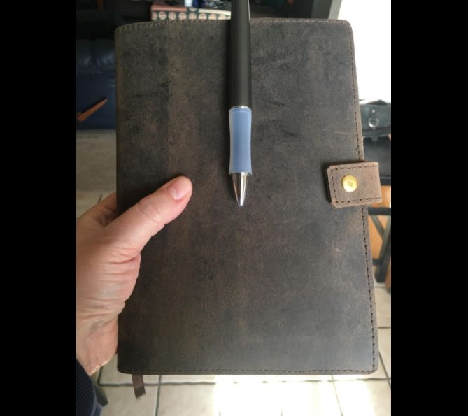 Customer photo review of A5 Refillable Leather Journal – Lined Notebook Cover