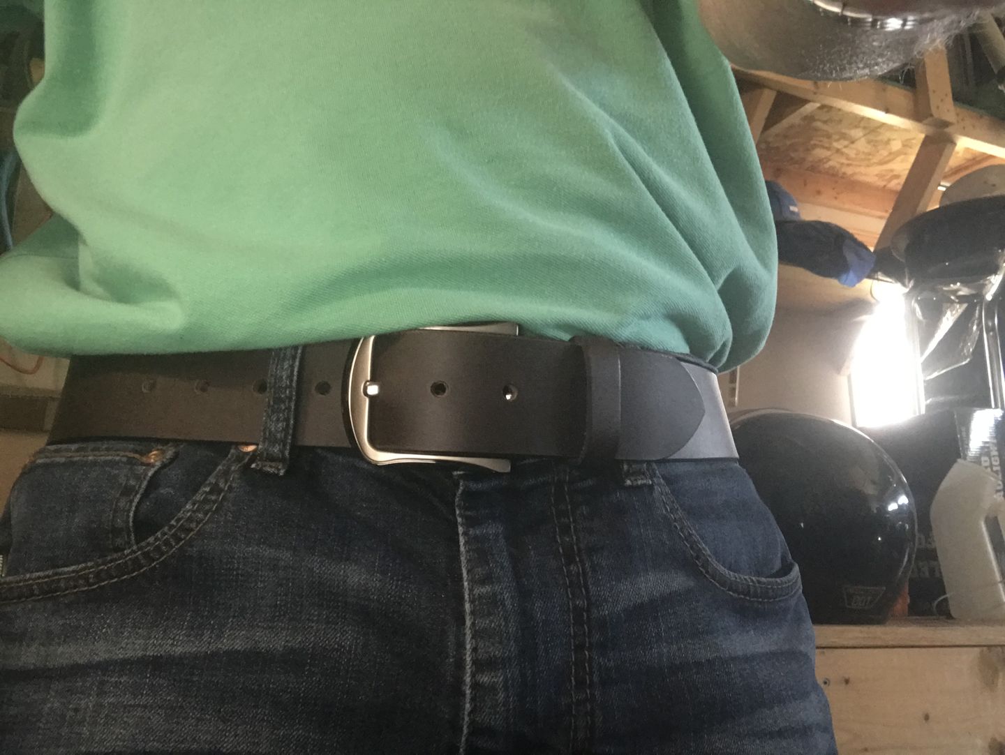 Customer photo review of Black 45 mm 100% Full Grain Bridle Leather Belt for Jeans