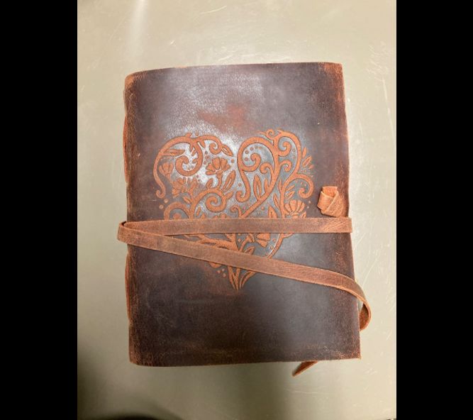 Customer photo review of Vintage Leather Journal with Embossed Heart – Antique Paper