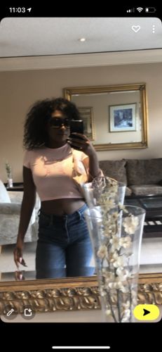 Customer photo review of Butterfly print short sleeve pink crop top