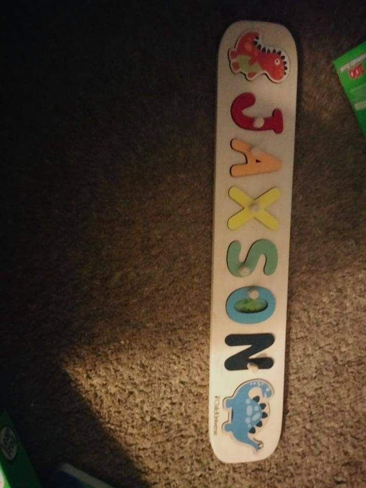 Customer photo review of Boy Dinosaur Name Puzzle
