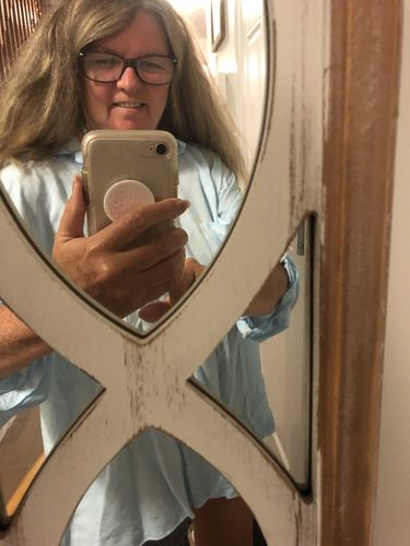 Customer photo review of Oversized Boyfriend Shirt (Sky Blue)