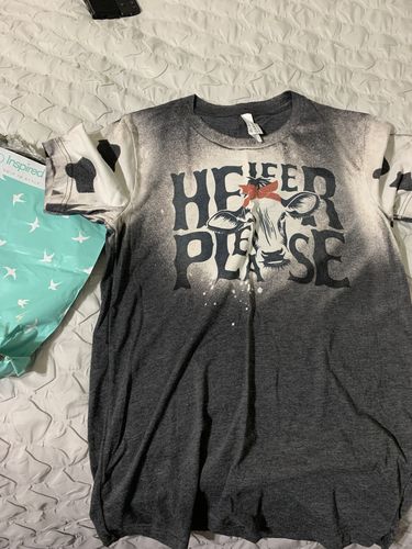 Customer photo review of Highland Cow Print Sleeve Tee