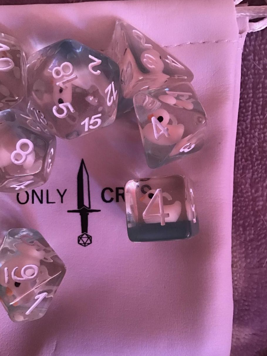 Customer photo review of Transparent Ducky - Dice Set