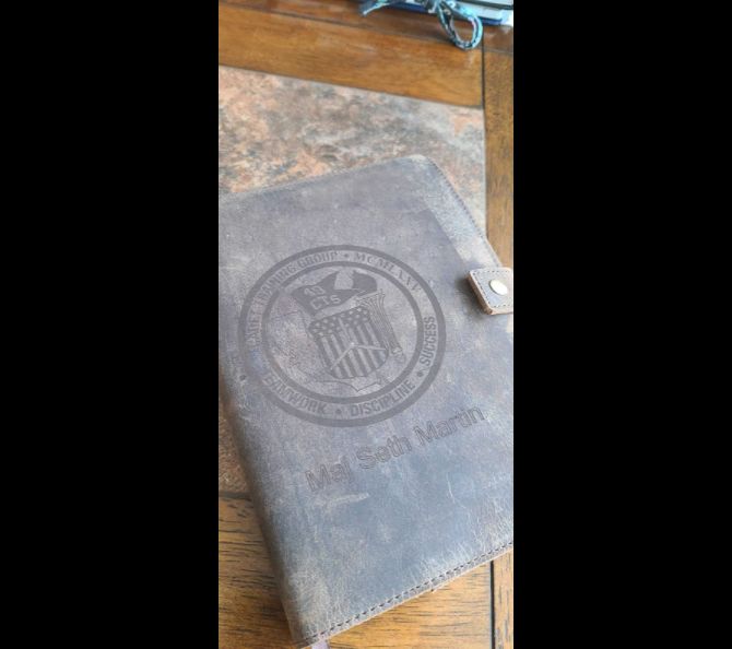 Customer photo review of A5 Refillable Leather Journal – Lined Notebook Cover