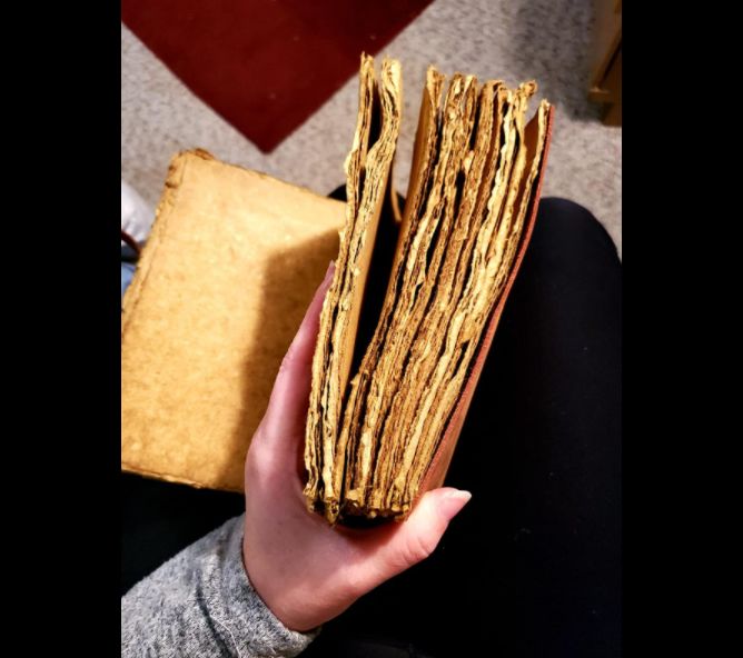 Customer photo review of Vintage Leather Journal with Embossed Heart – Antique Paper