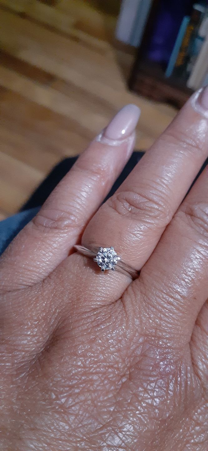 Customer photo review of Classics for Hundreds of years, six prong solitaire ring