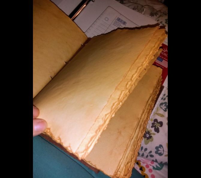 Customer photo review of Vintage Leather Journal with Embossed Heart – Antique Paper