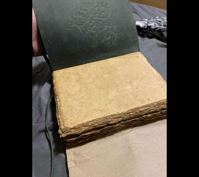 Customer photo review of Vintage Leather Journal with Embossed Heart – Antique Paper