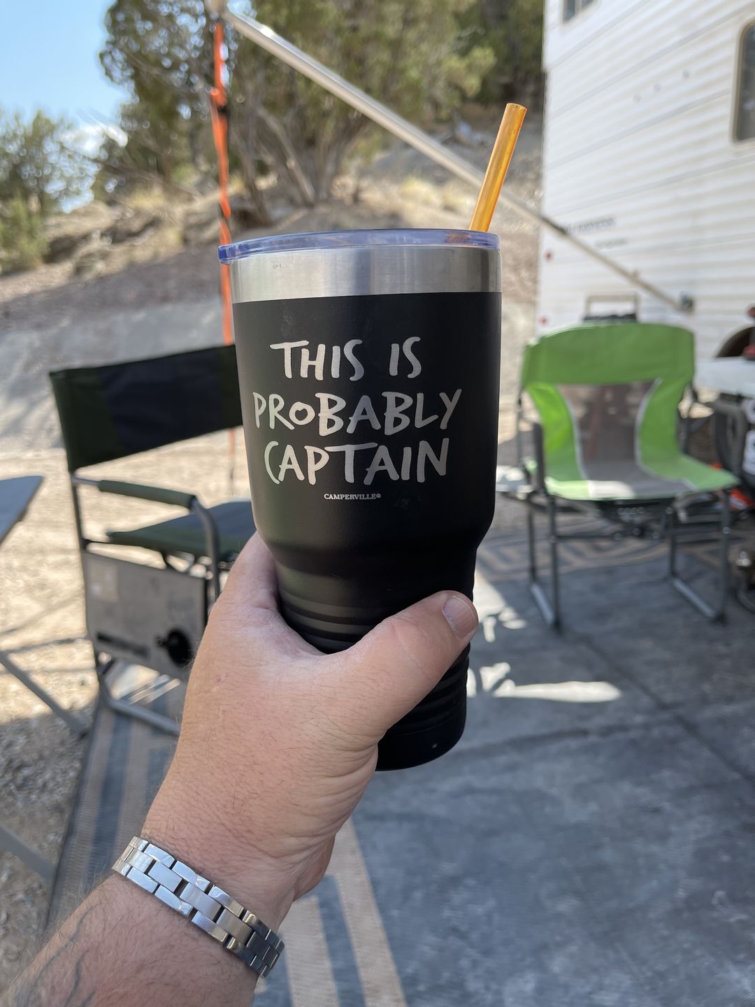 Customer photo review of "This Is Probably Captain" Stainless Steel Tumbler