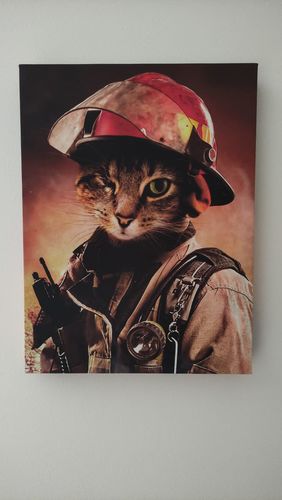 Customer photo review of The Firefighter – Custom Pet Canvas