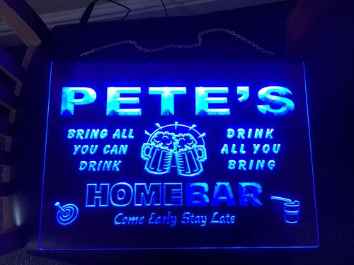 Customer photo review of Personalized Garage With Text Two Colors Home Bar LED Signs (Three Sizes)