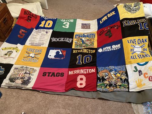 T-shirt quilt featuring live oak basketball team, live oak all stars by Danielle from LA