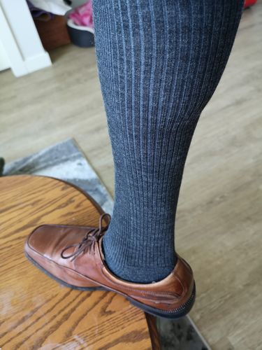 Customer photo review of Vagden "No Ordinary Sock" Merino Wool Knee-High Cushion Sole Sock - CLEARANCE-ASST-6PK