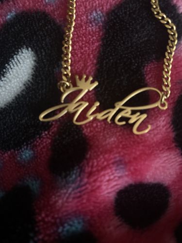 Customer photo review of Script Cuban Link Name Necklace