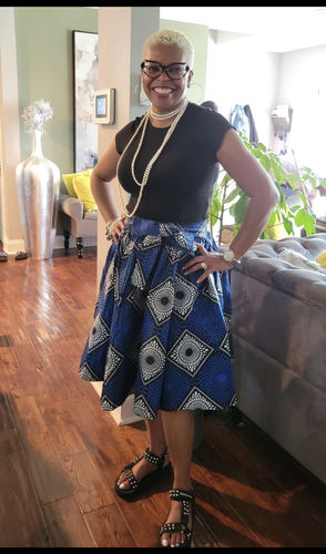 Customer photo review of Ankara Skirt- Blue Baby (multiple lengths)