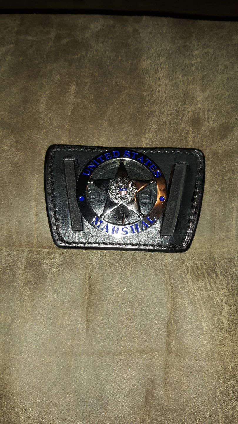 Customer photo review of US Federal Court Law Enforcement MARSHAL Badge Solid Copper Replica Movie Props