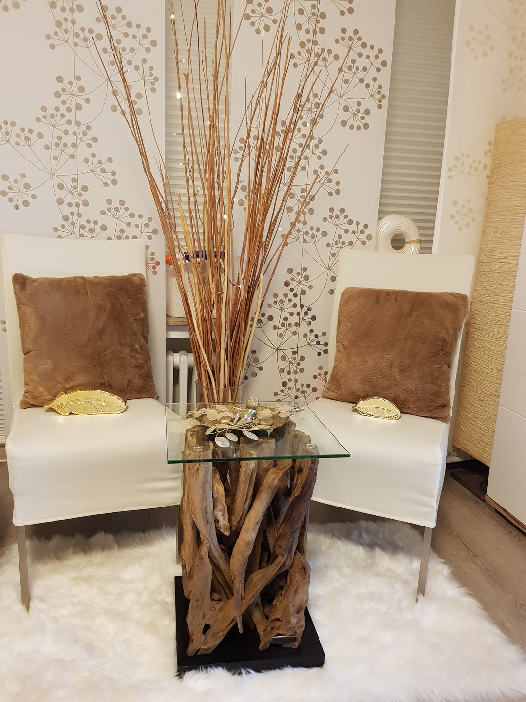 Customer photo review of ACE Wurzelholz Tisch Glasplatte 40x40 cm