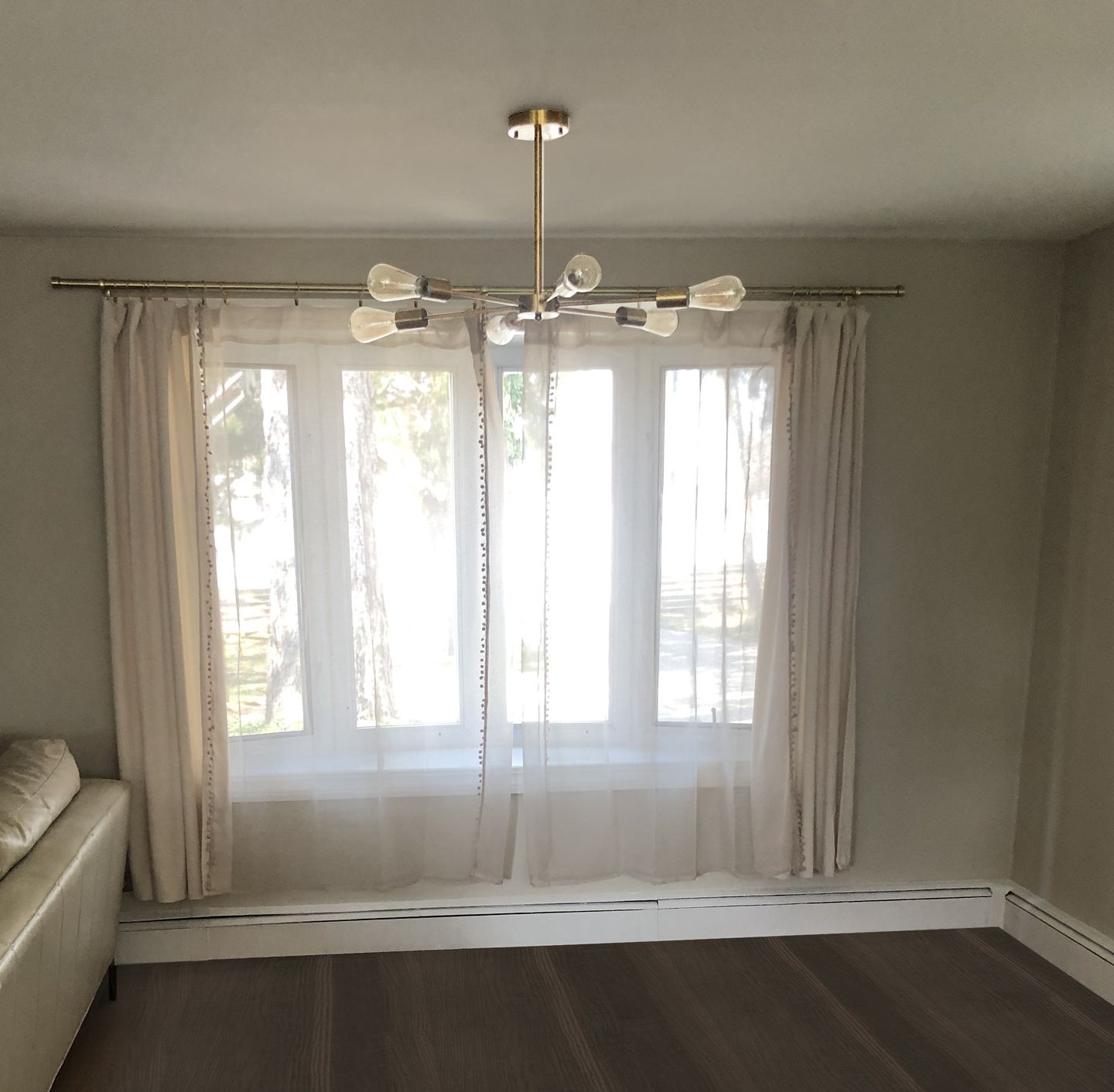 Customer photo review of Mid-Century Brass Semi Flush Mount Chandelier