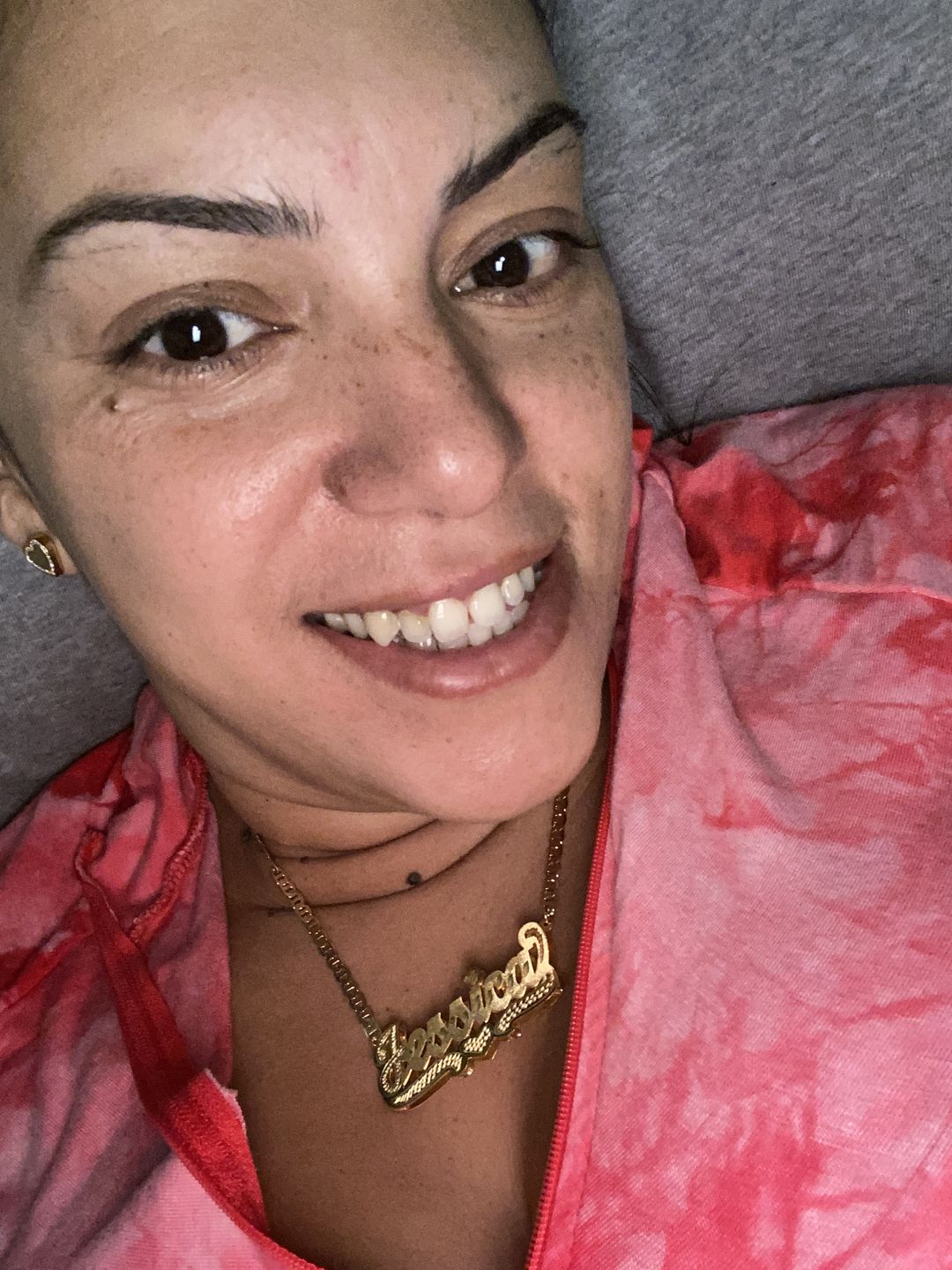 Customer photo review of Double plated luxe custom name necklace
