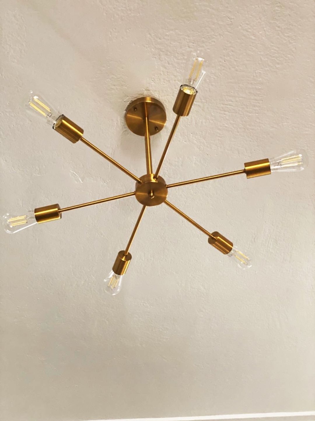 Customer photo review of Mid-Century Brass Semi Flush Mount Chandelier