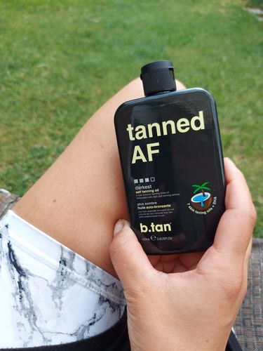 Customer photo review of b.tan tanned AF Outdoor Oil