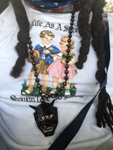 Customer photo review of Black Hannya Mask Pendant Necklace (40% OFF)