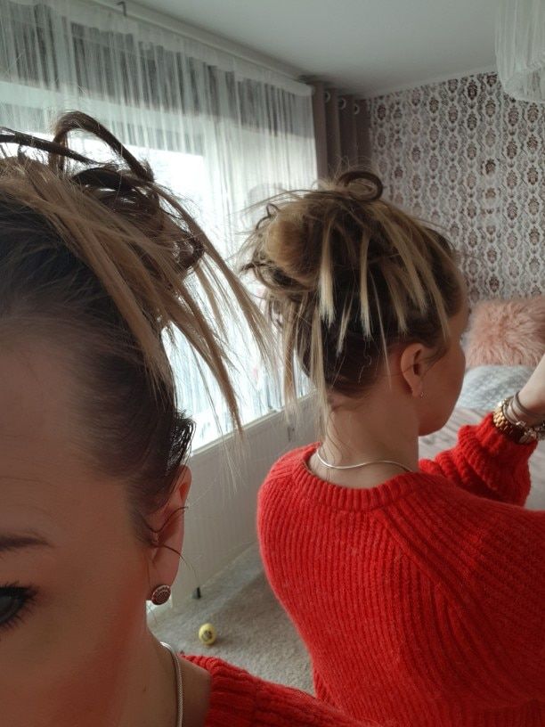 Customer photo review of Messy Bun Scrunchies Ponytail Holder Hair Pieces For Women