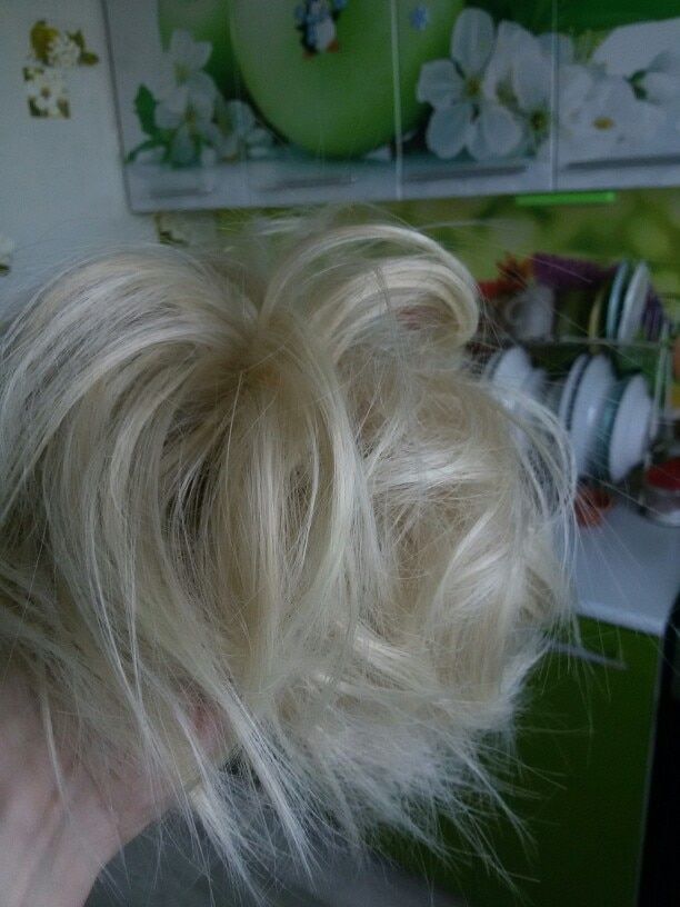 Customer photo review of Messy Bun Scrunchies Ponytail Holder Hair Pieces For Women