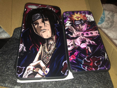 Customer photo review of Naruto Kakashi Itachi Sasuke Pain Madara Tempered Glass Phone Case