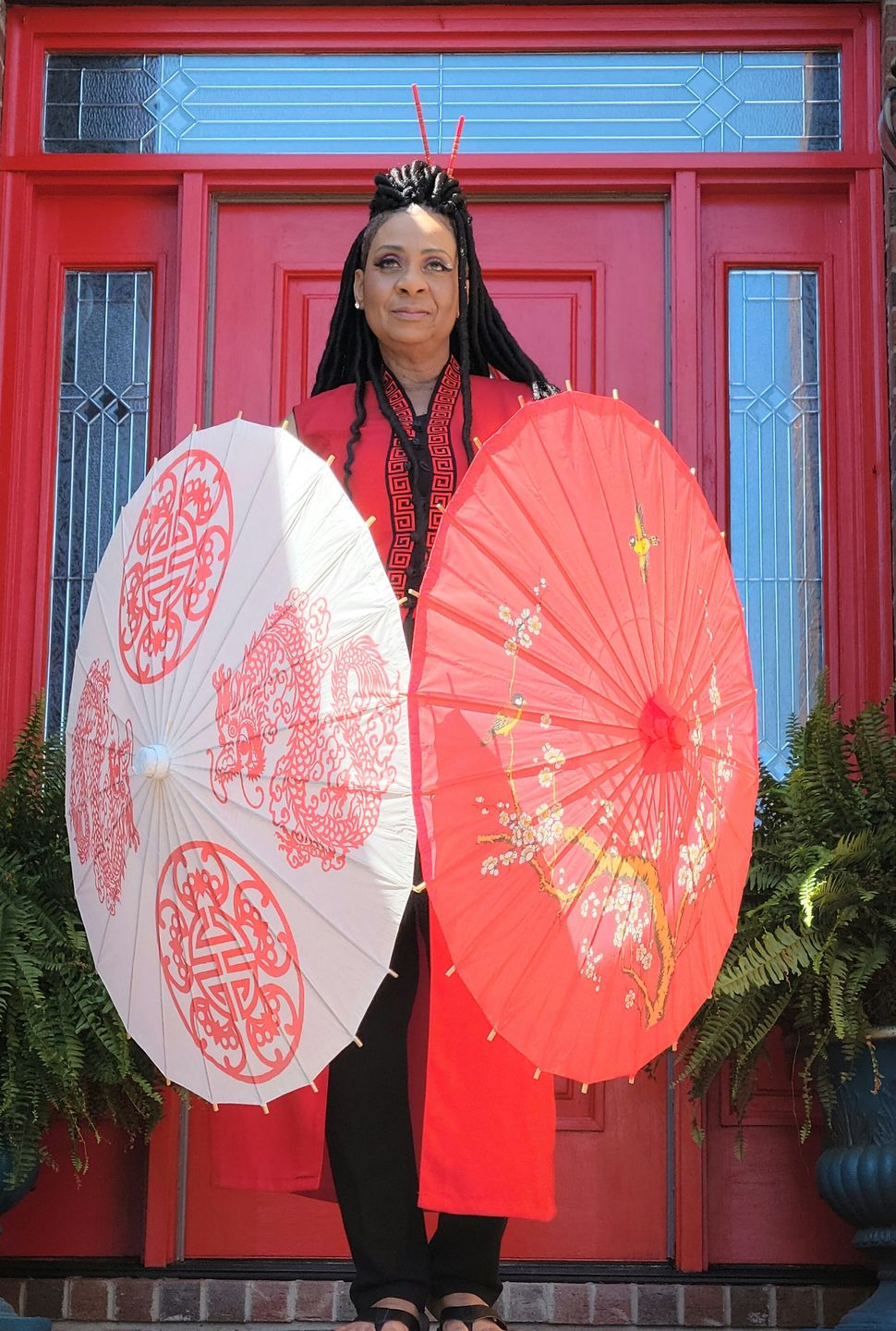 Customer photo review of 10" Red Shimmering Nylon Lantern, Even Ribbing, Durable, Hanging
